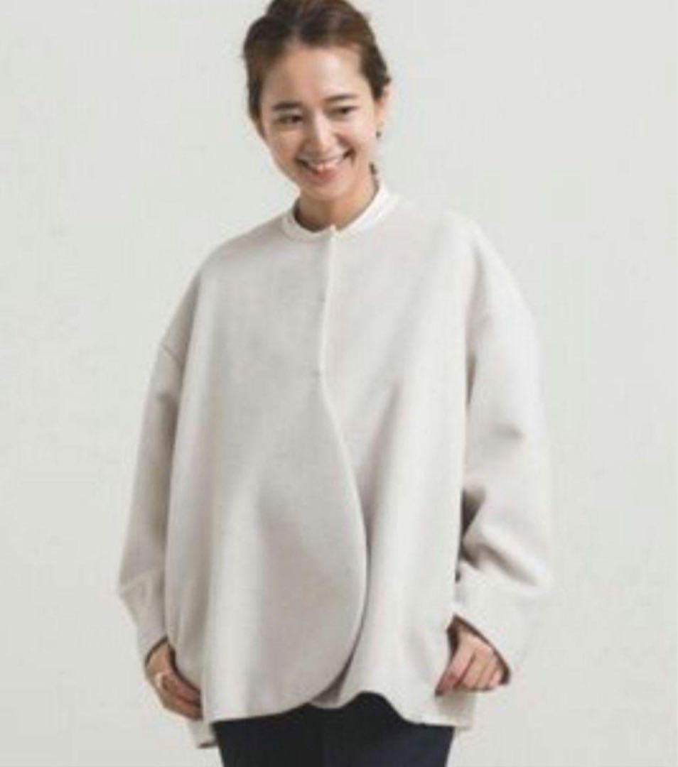 【Yori】アンゴラ混　ウール　ショートコート　オフホワイト　38