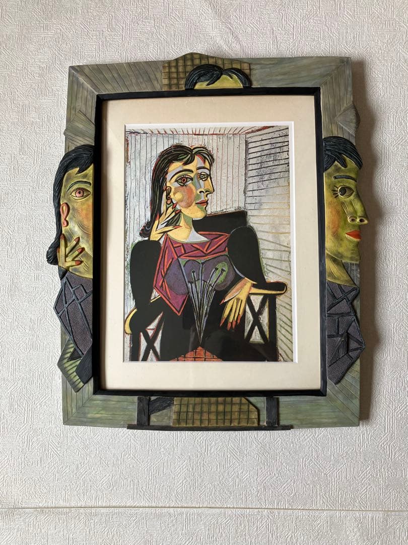 ドラ・マールの肖像　ピカソ　 立体面白い額縁　3D 大