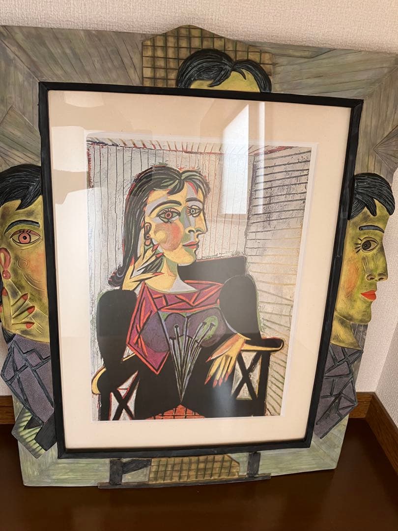 ドラ・マールの肖像　ピカソ　 立体面白い額縁　3D 大