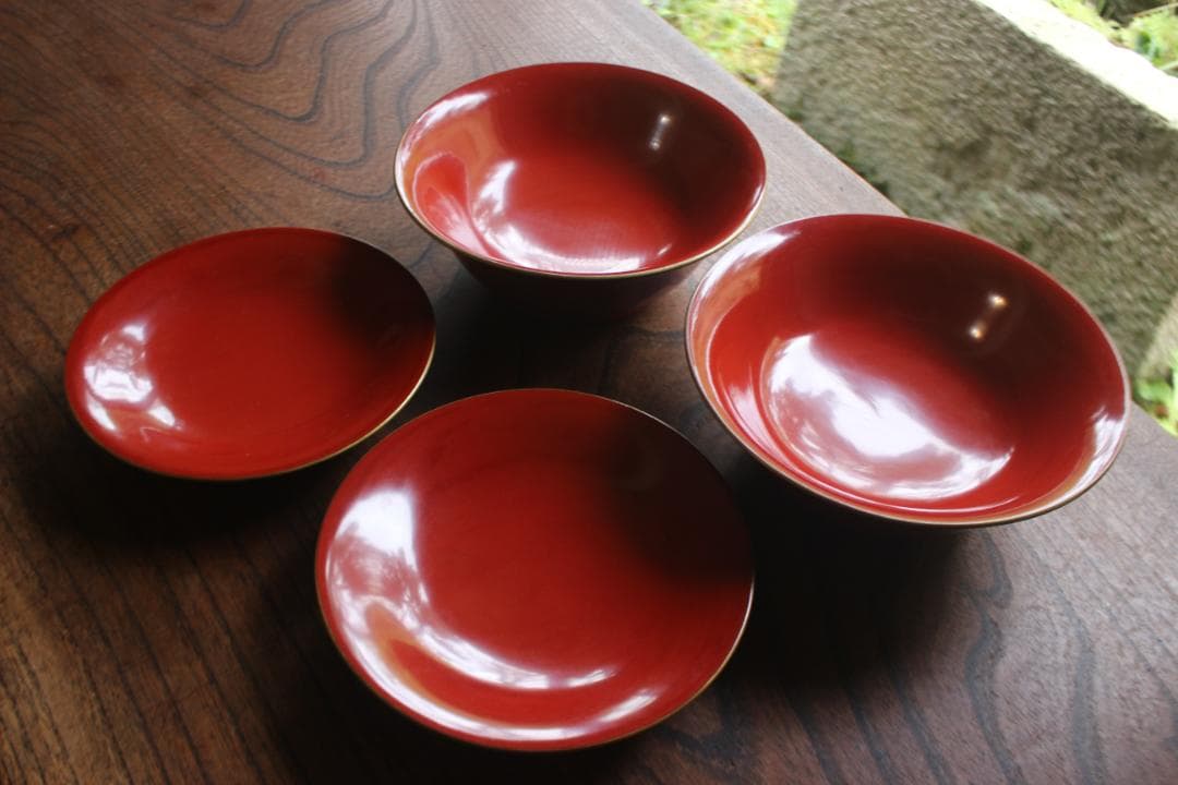 デッドストック！時代金縁朱漆に極上松竹梅沈金の映える大椀2点（検輪島塗雑煮椀