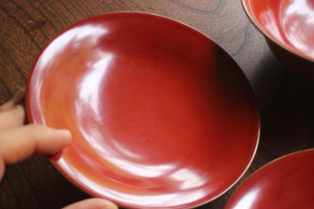 デッドストック！時代金縁朱漆に極上松竹梅沈金の映える大椀2点（検輪島塗雑煮椀