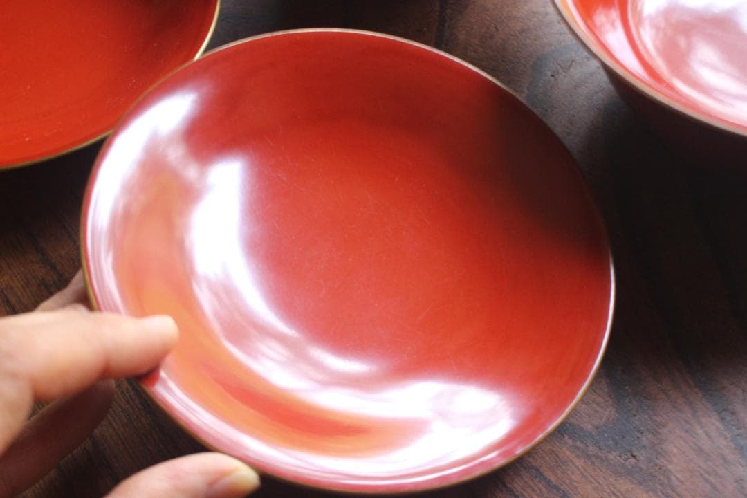 デッドストック！時代金縁朱漆に極上松竹梅沈金の映える大椀2点（検輪島塗雑煮椀