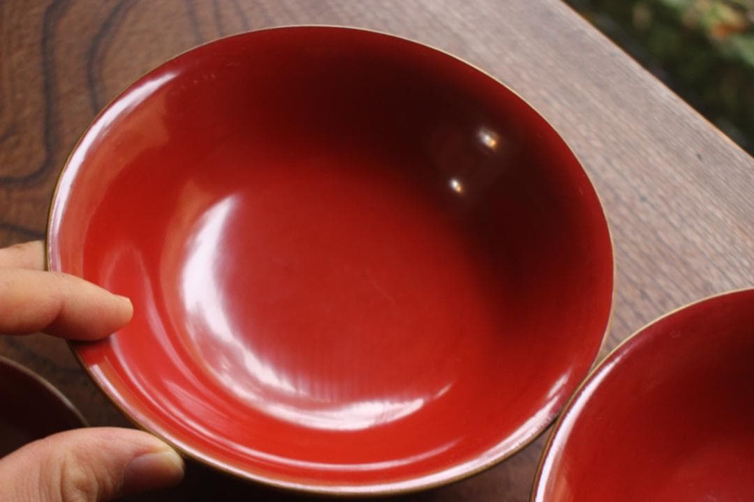 デッドストック！時代金縁朱漆に極上松竹梅沈金の映える大椀2点（検輪島塗雑煮椀