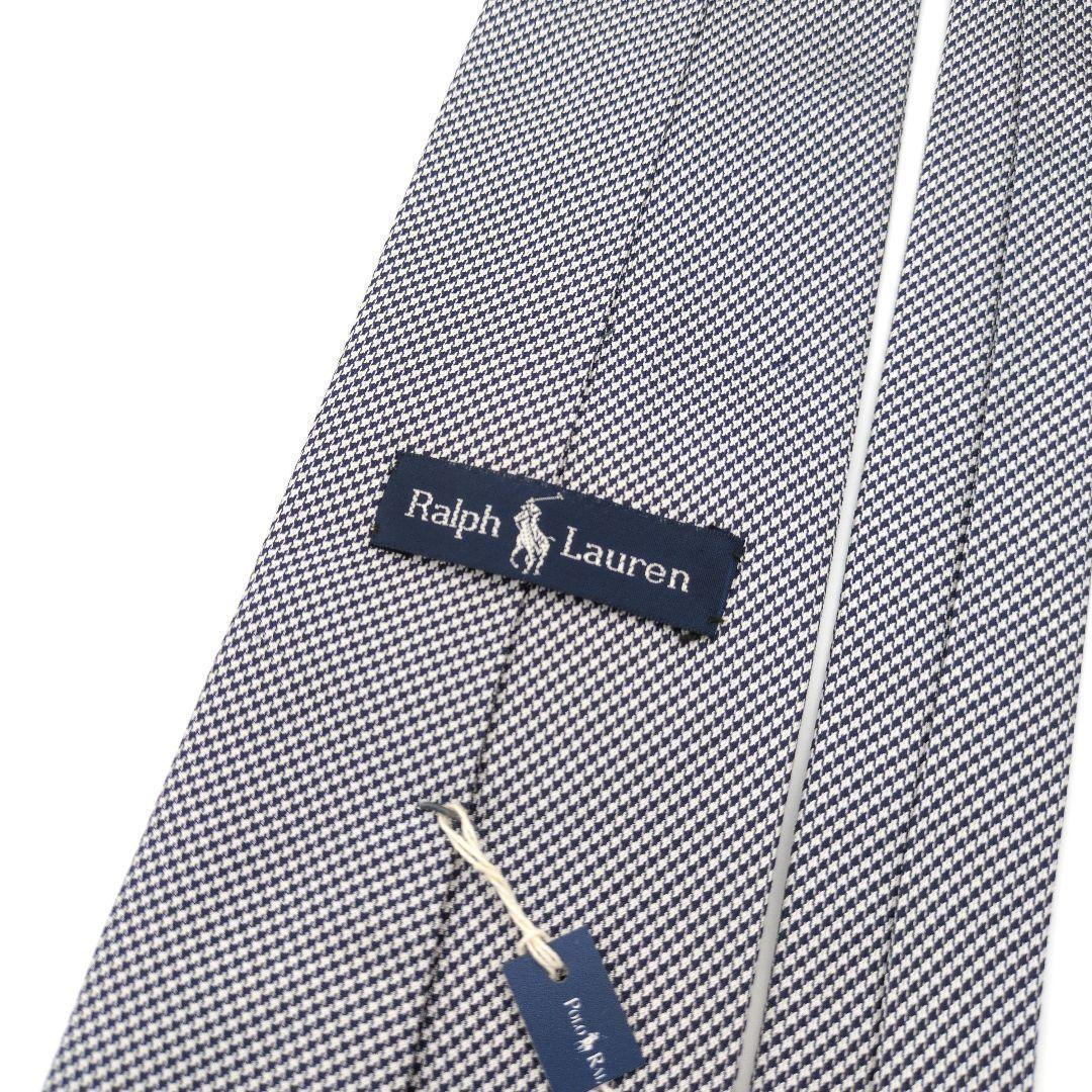 【新品未使用】ラルフローレン ネクタイ ネイビー ホワイト 千鳥格子柄 高級