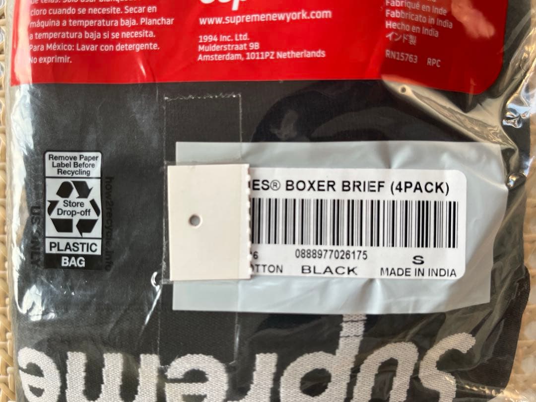 Sサイズブラック4枚SUPREMEシュプリームHanesボクサーパンツ新品未開封