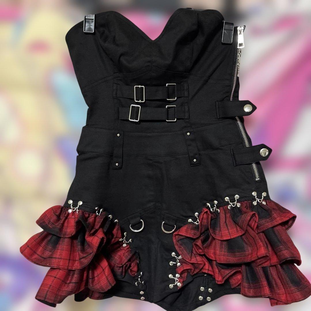 DustDevil チェックフリルオールインワンピース