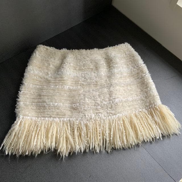 CHANEL ツイード フリンジ付き ミルキーミニスカート