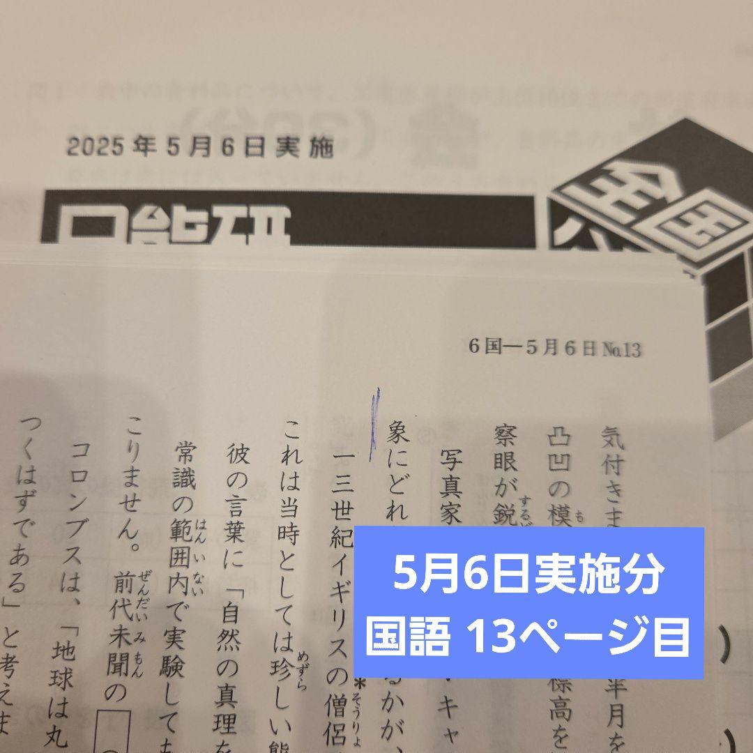 6年生 全国公開模試 2025年度 2月～6月分 6回分 日能研