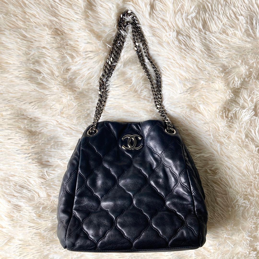 24万→CHANEL■ココ マトラッセ 2wayチェーンショルダーバッグ■黒×銀