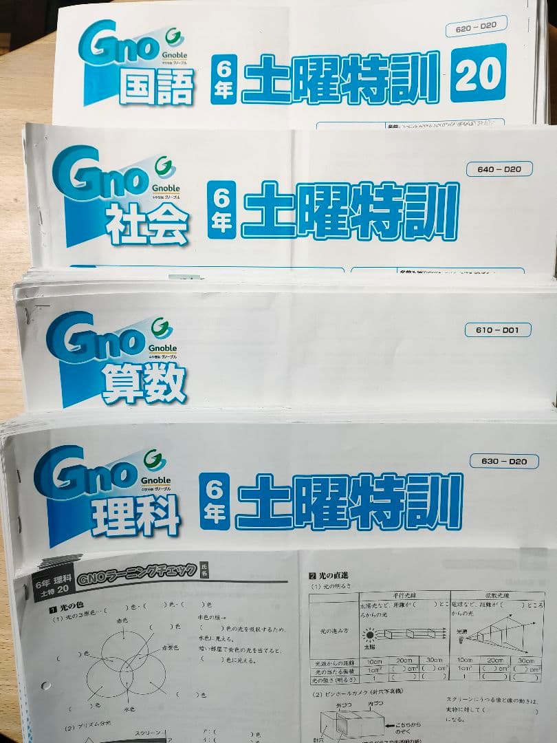 グノーブル 6年 土曜特訓 4科目 算数 理科 国語 社会