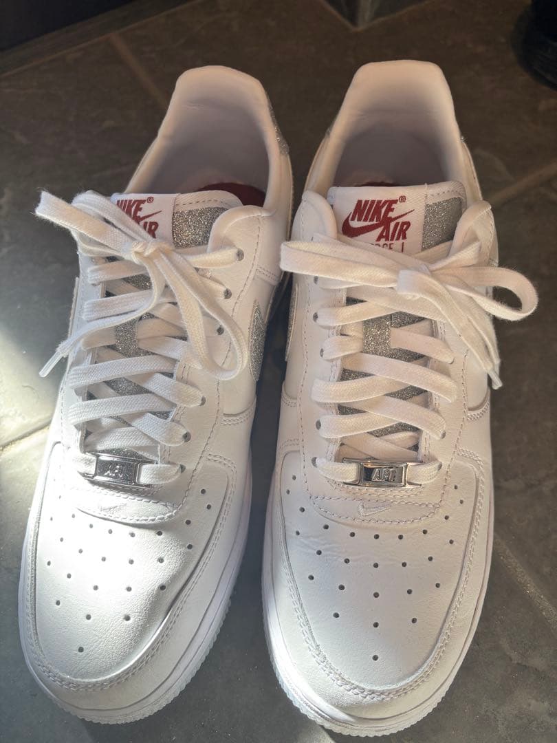 NIKE 25.5 エアフォース1'07 ホワイト クールグレー グリッター