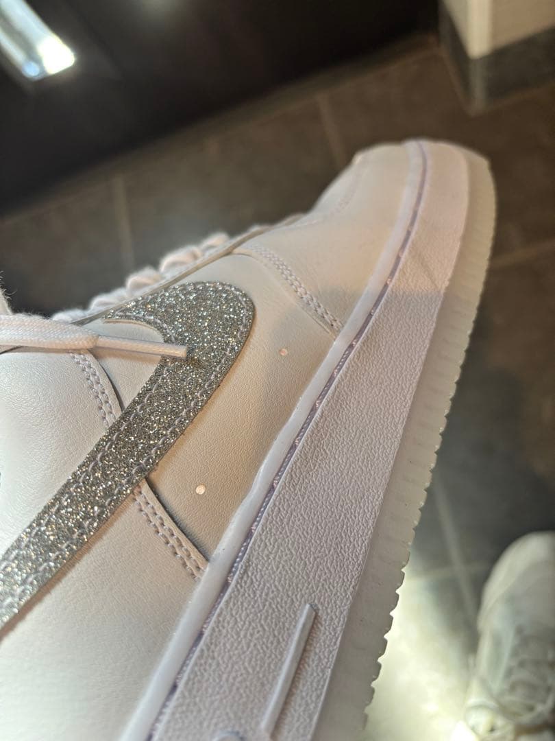 NIKE 25.5 エアフォース1'07 ホワイト クールグレー グリッター