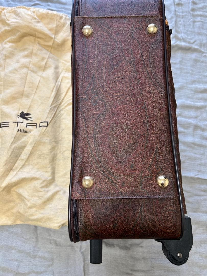 ETRO ブラウンレザーキャリーケース