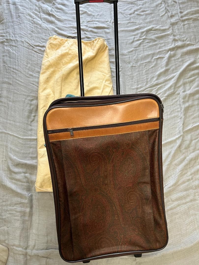 ETRO ブラウンレザーキャリーケース