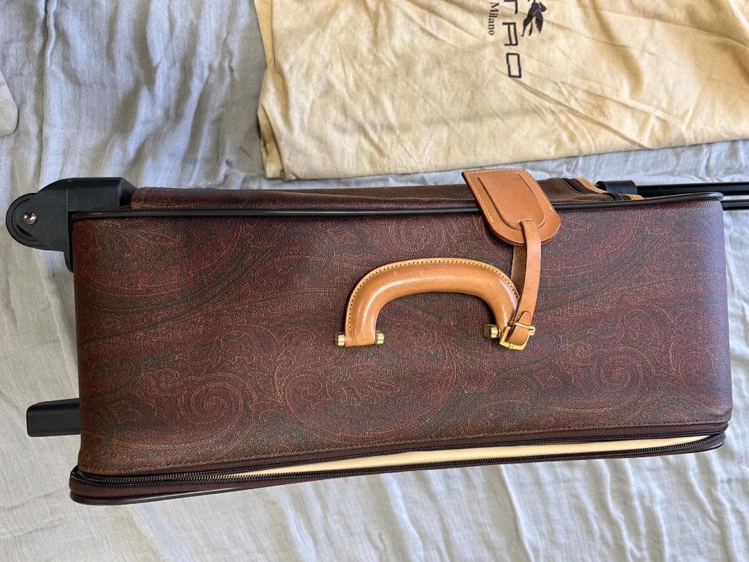 ETRO ブラウンレザーキャリーケース