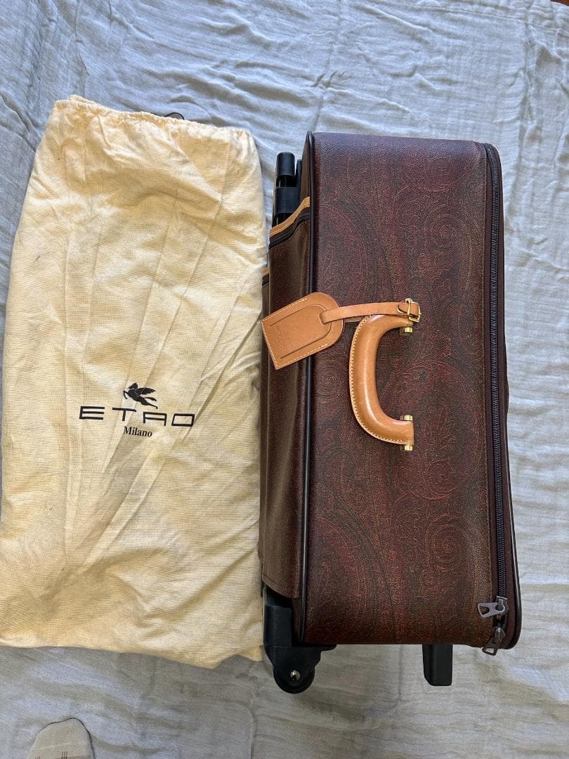 ETRO ブラウンレザーキャリーケース