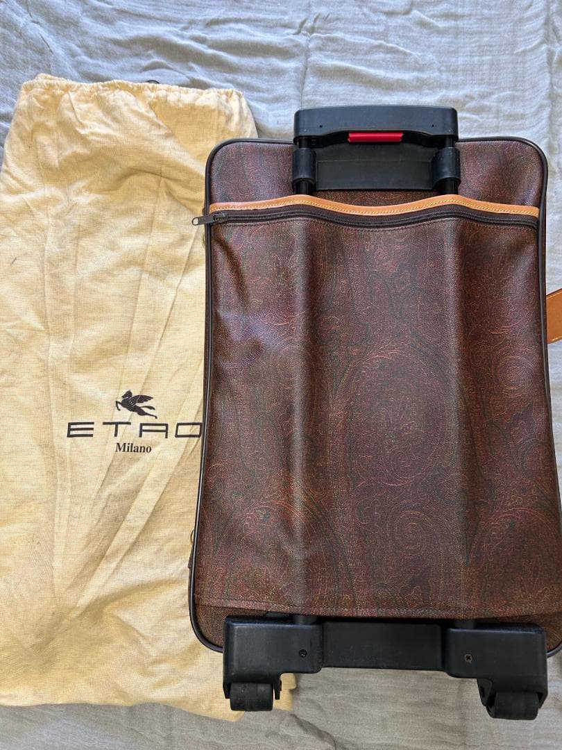 ETRO ブラウンレザーキャリーケース
