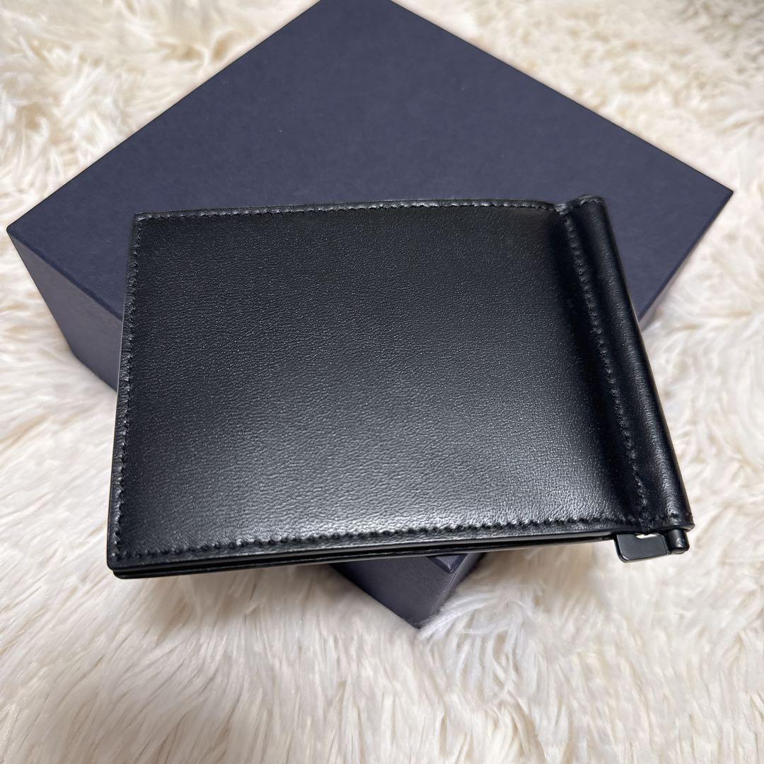 【新品未使用】YSL ブラックレザー マネークリップ