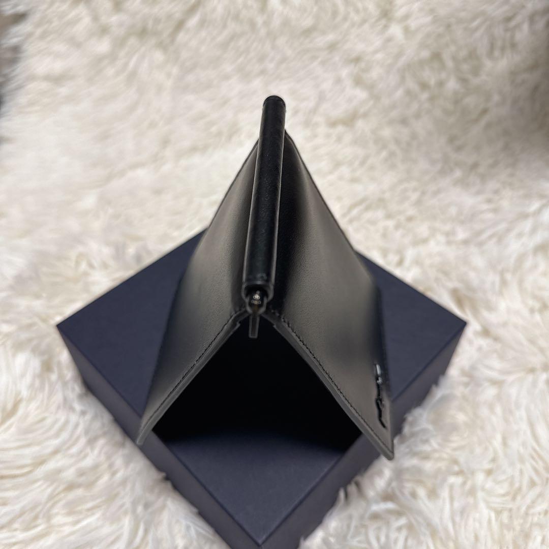 【新品未使用】YSL ブラックレザー マネークリップ