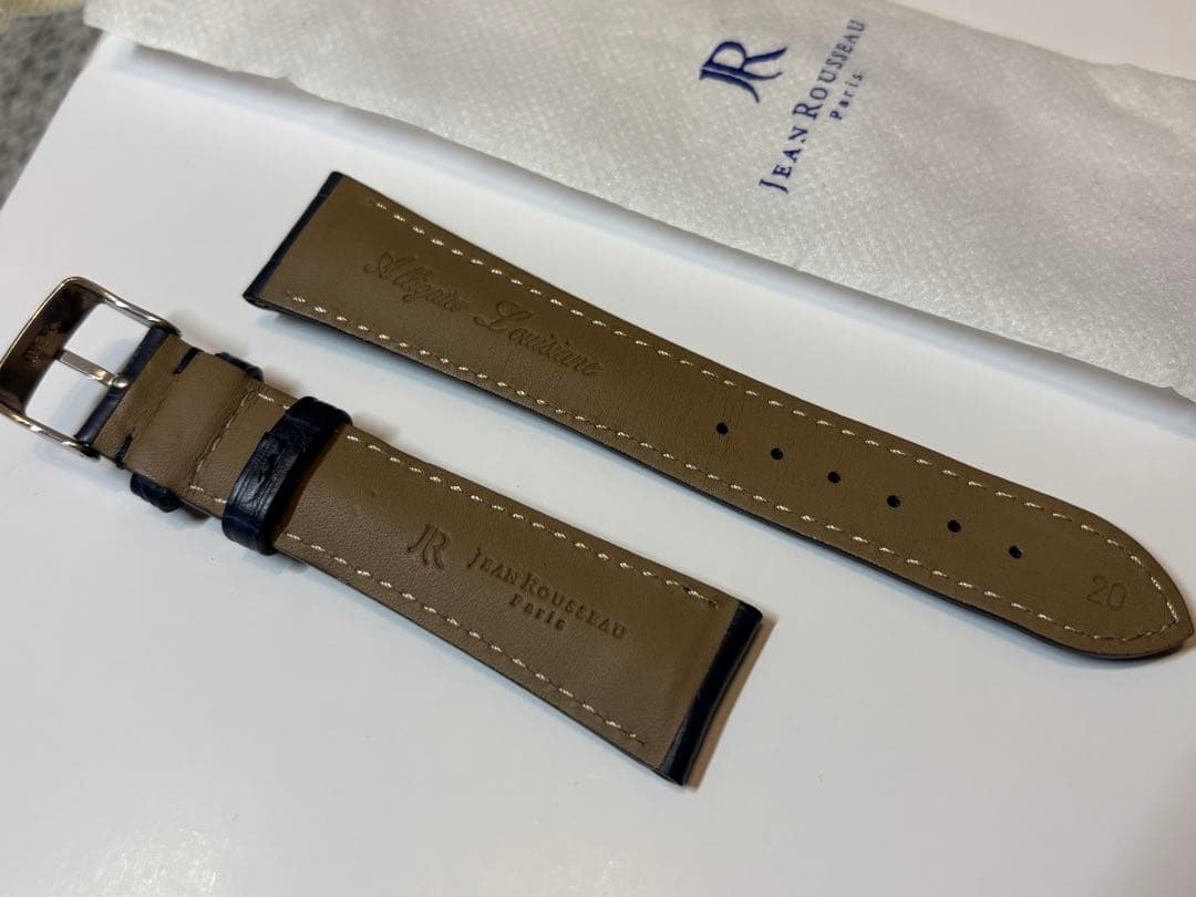 【未使用】ジャンルソー JEAN ROUSSEAU ネイビー アリゲーターベルト