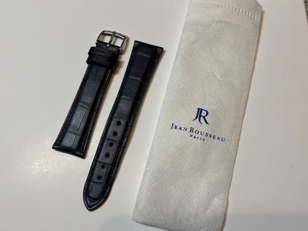【未使用】ジャンルソー JEAN ROUSSEAU ネイビー アリゲーターベルト