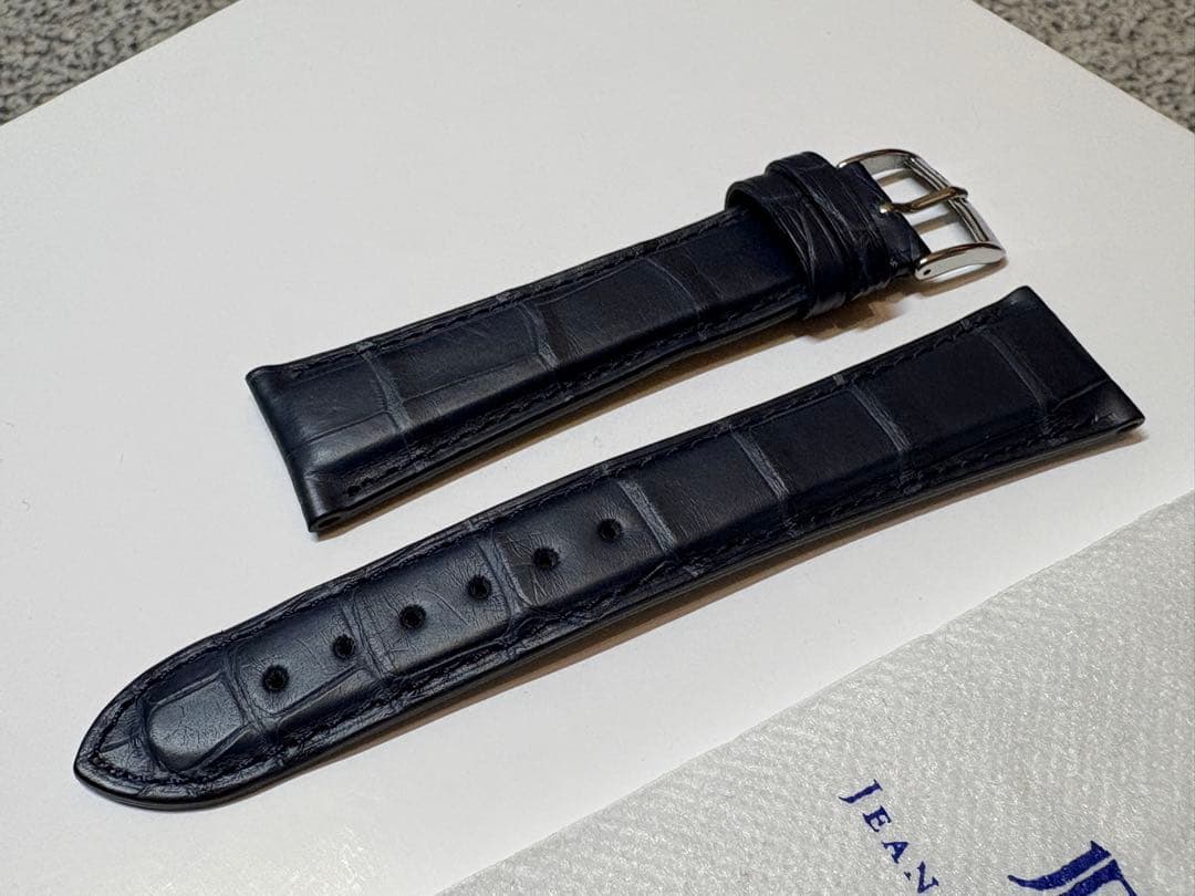 【未使用】ジャンルソー JEAN ROUSSEAU ネイビー アリゲーターベルト