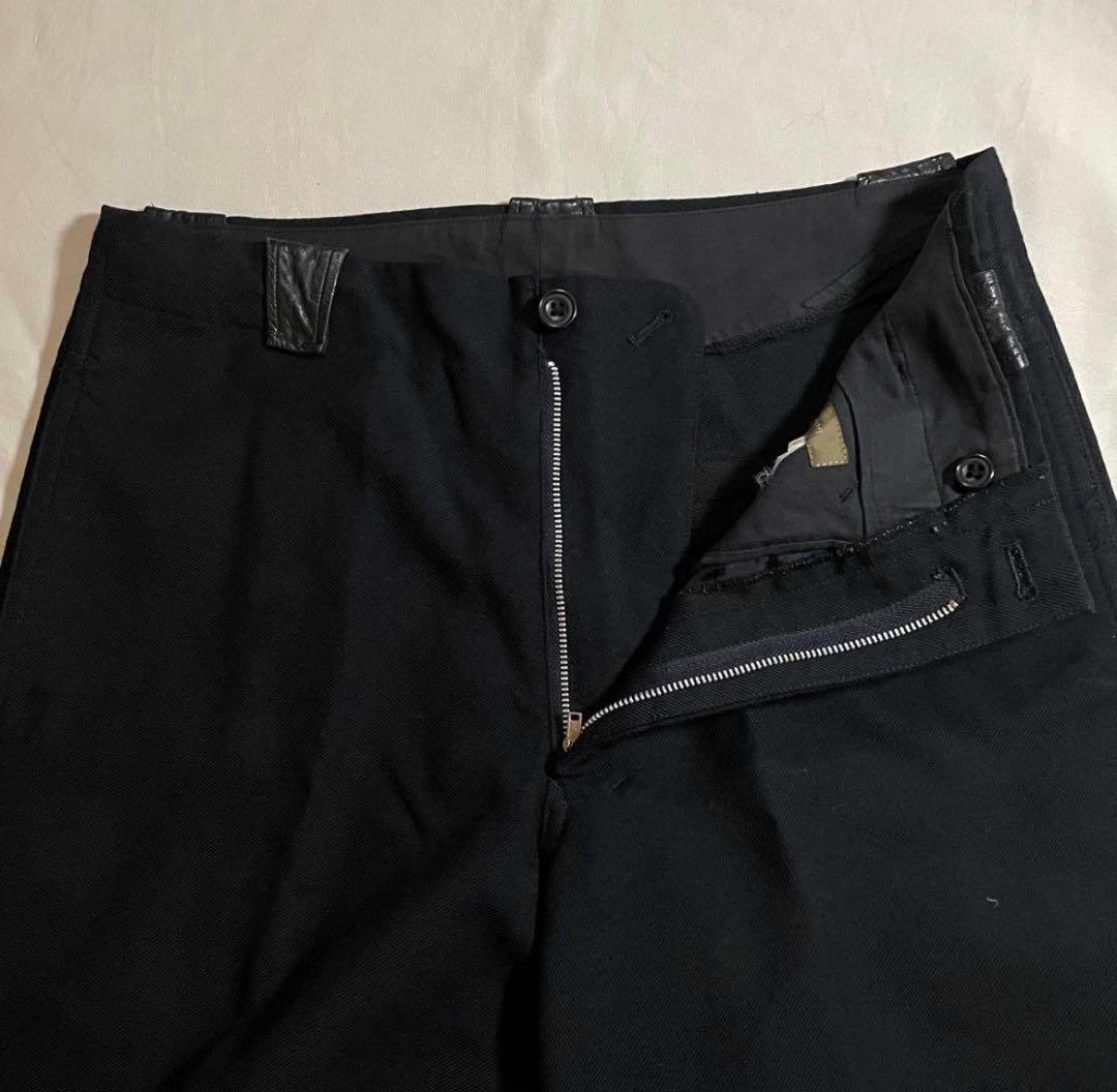 90s Y'S Yohji yamamoto wool レザー Slacks 黒