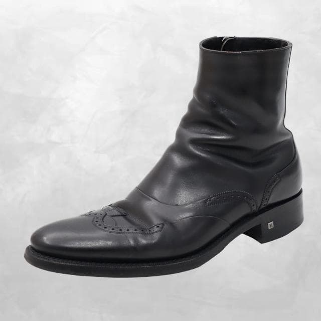 ルイヴィトン レザー サイドジップ ウィングチップ ブーツ 26cm