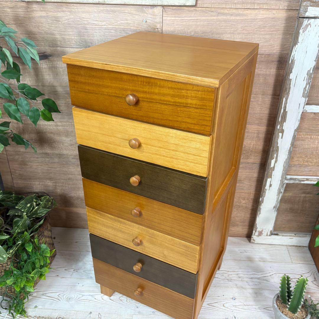 訳あり品【127】ナチュラルウッド桐材無垢木製カラー多引き出し7段チェストタンス