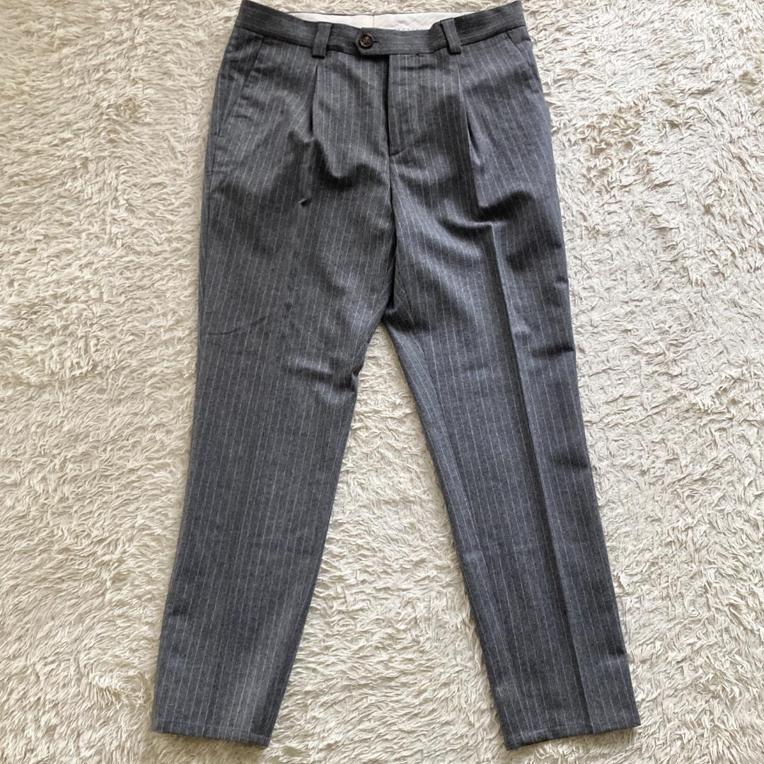 ブルネロクチネリ　パンツ　46　ストライプ　グレー　LEISURE FIT
