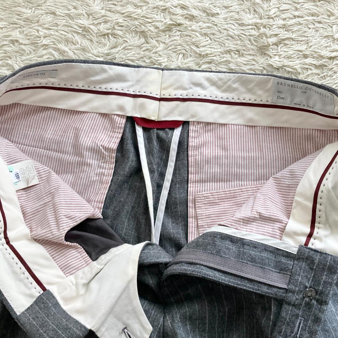 ブルネロクチネリ　パンツ　46　ストライプ　グレー　LEISURE FIT