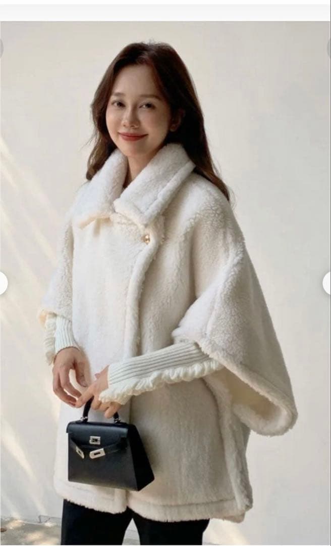 【梅ちゃん】birthdaybashボアコートホワイトポンチョ