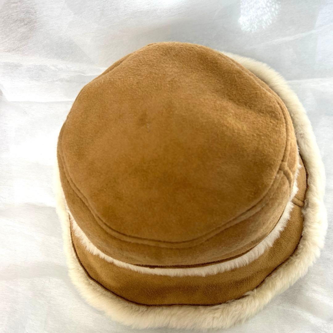 美品★UGG　ムートンハット帽子アグ　バケハ　シープスキンチェスナット