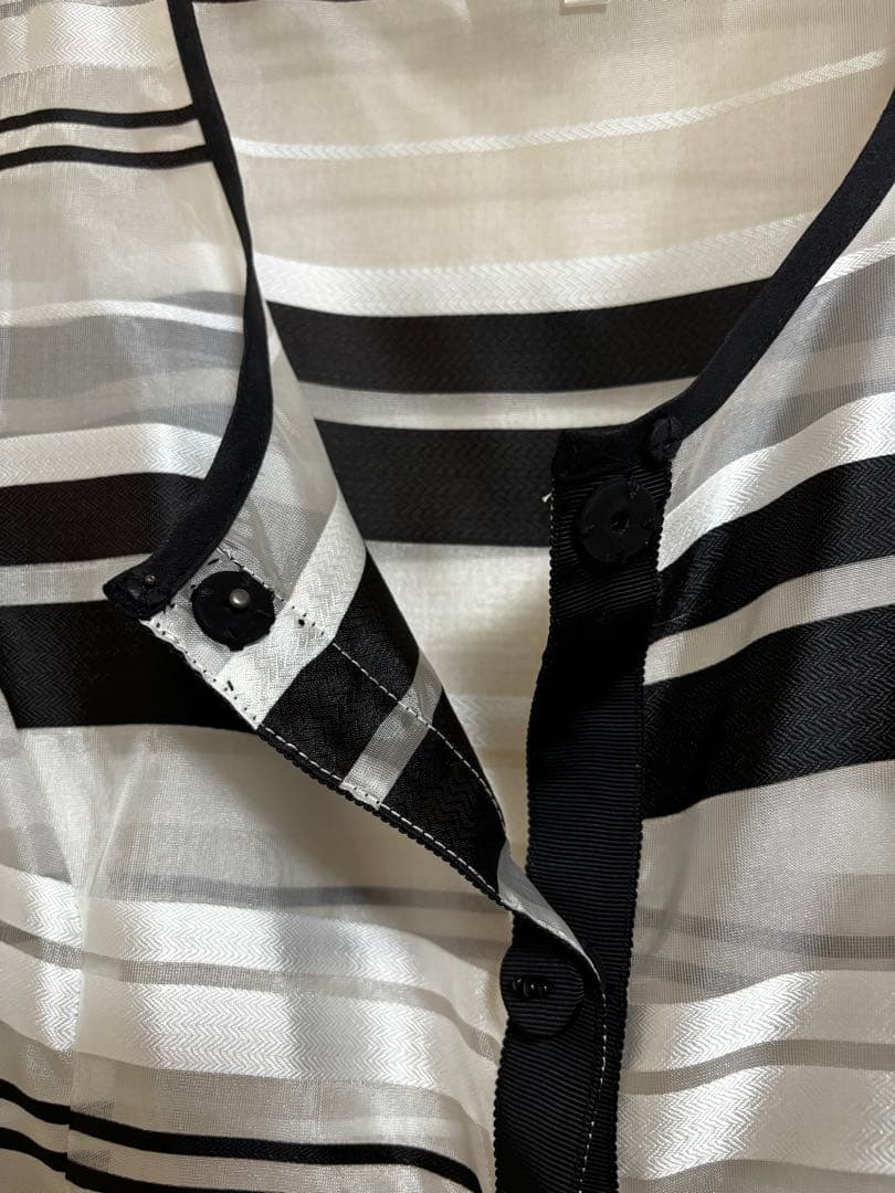 Super Beauty ストライプ 五分袖チュニック 44