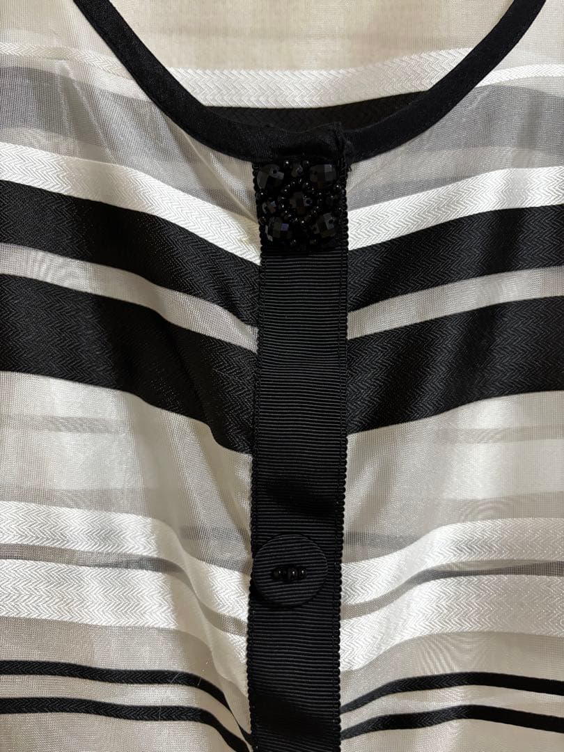 Super Beauty ストライプ 五分袖チュニック 44