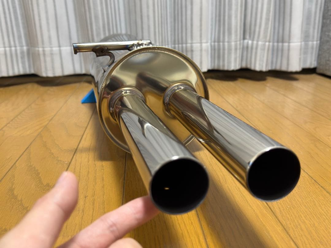空タイコ加工済み ワンオフ用42.7φデュアルマフラー 丸タイコ ステンレス