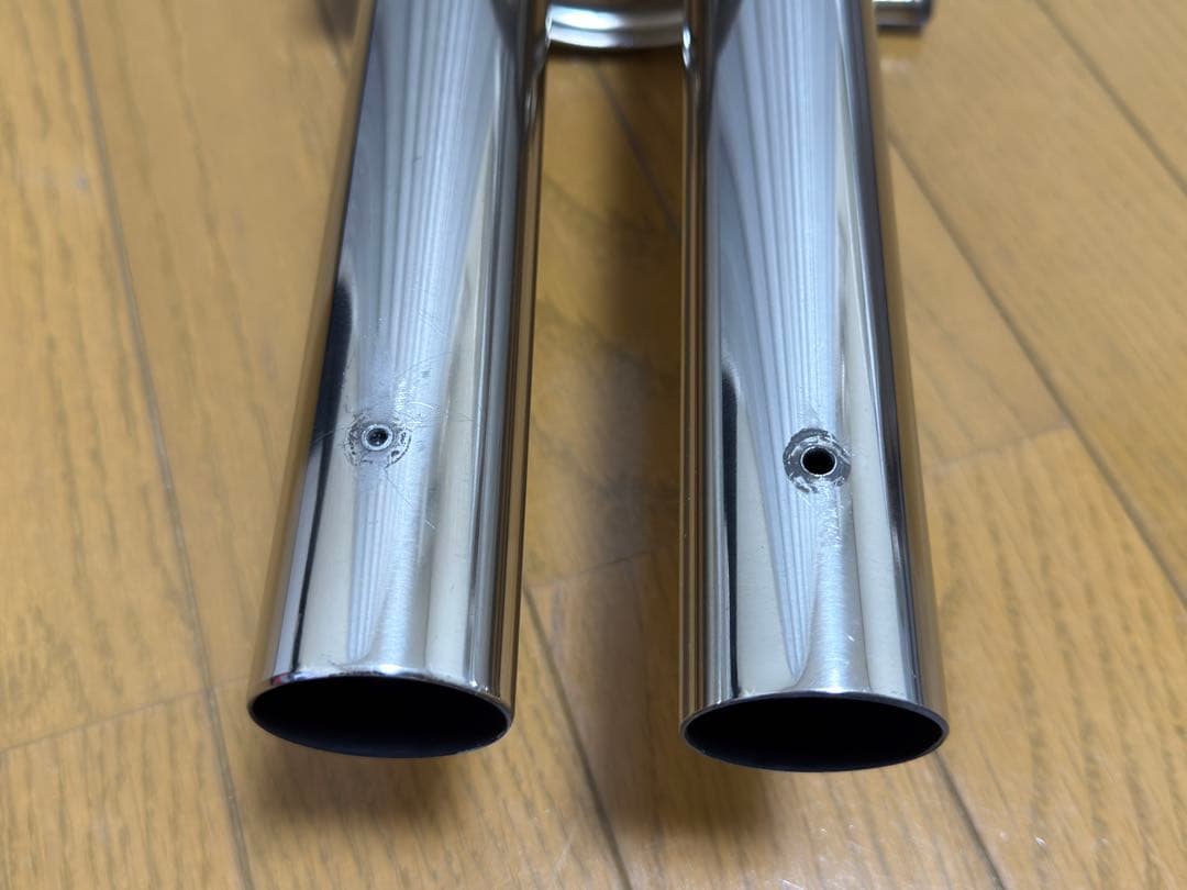 空タイコ加工済み ワンオフ用42.7φデュアルマフラー 丸タイコ ステンレス