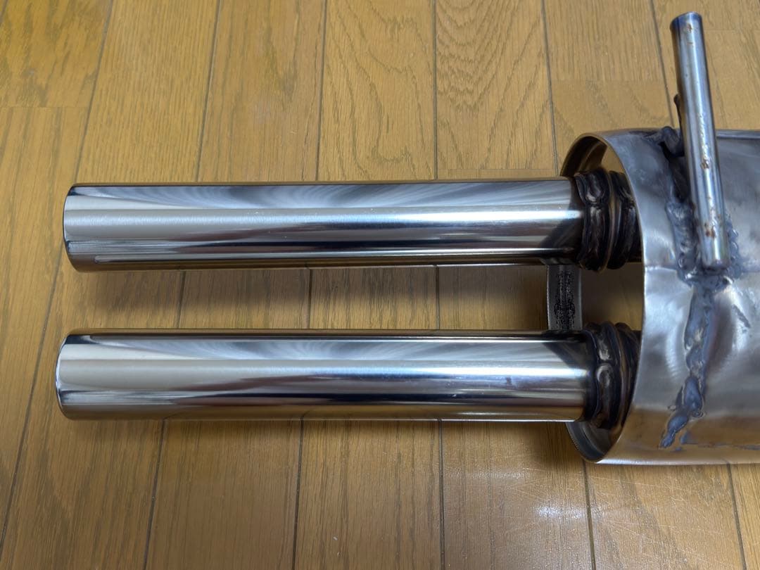 空タイコ加工済み ワンオフ用42.7φデュアルマフラー 丸タイコ ステンレス