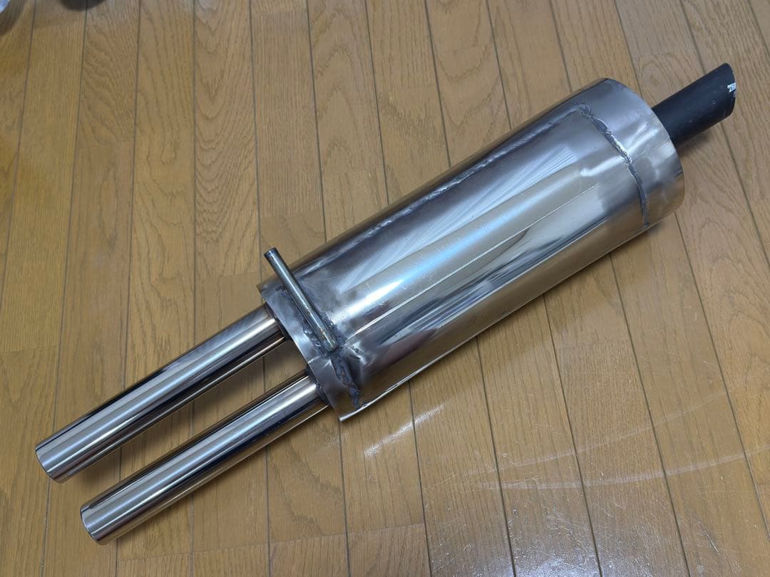 空タイコ加工済み ワンオフ用42.7φデュアルマフラー 丸タイコ ステンレス
