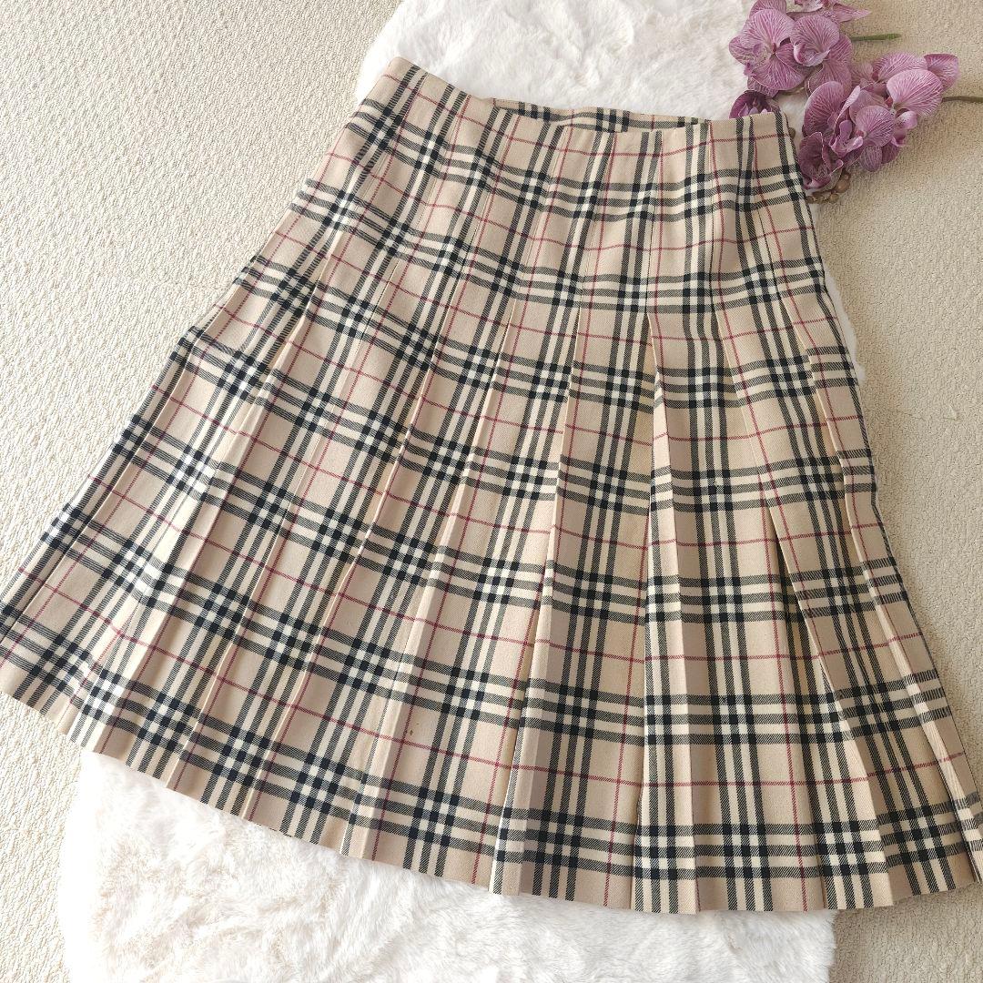 BURBERRY LONDON ベルト付きノバチェック柄 プリーツラップスカート