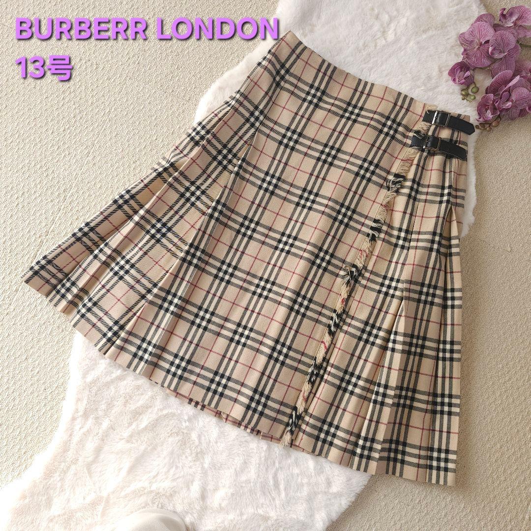 BURBERRY LONDON ベルト付きノバチェック柄 プリーツラップスカート