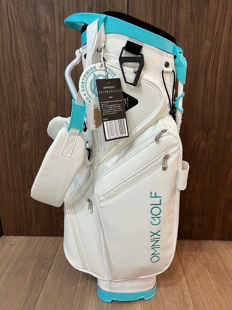 OMNIX GOLF キャディバッグ ホワイト/ターコイズ　8.5型