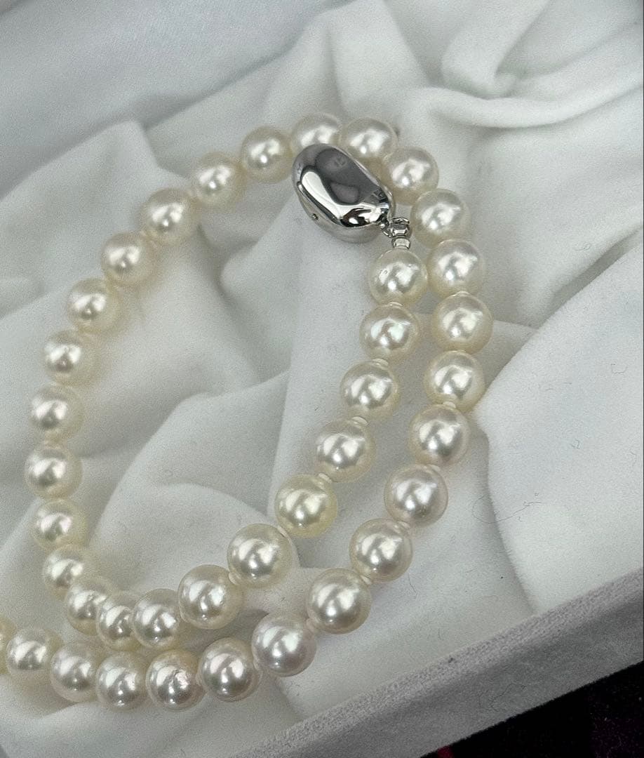 ク*ラ様 厚巻き良質無調色アコヤパールネックレス7-7.5mm鑑別書付