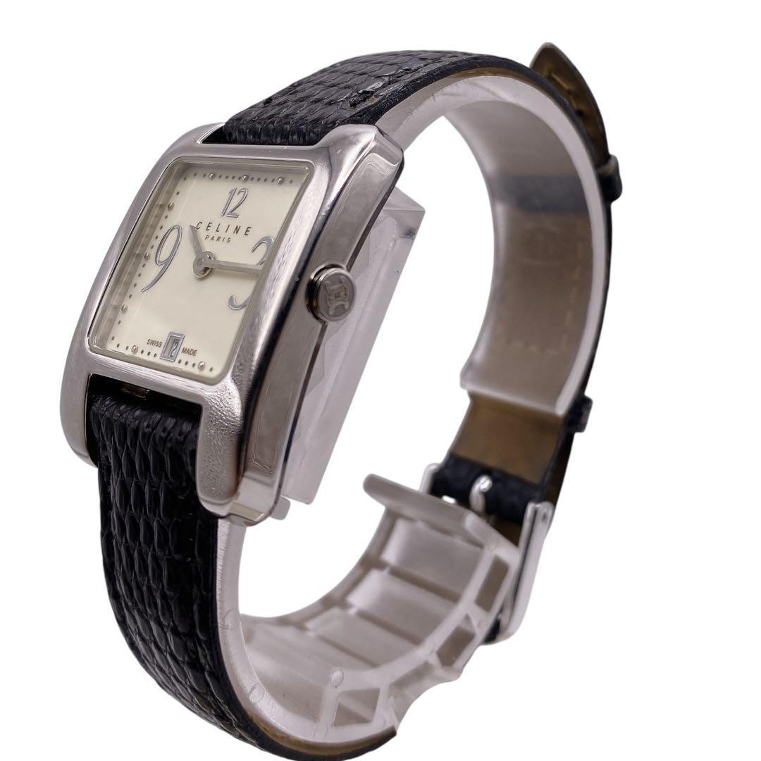 専用 CELINE スクエア デイト シルバー スイス製 腕時計 1305