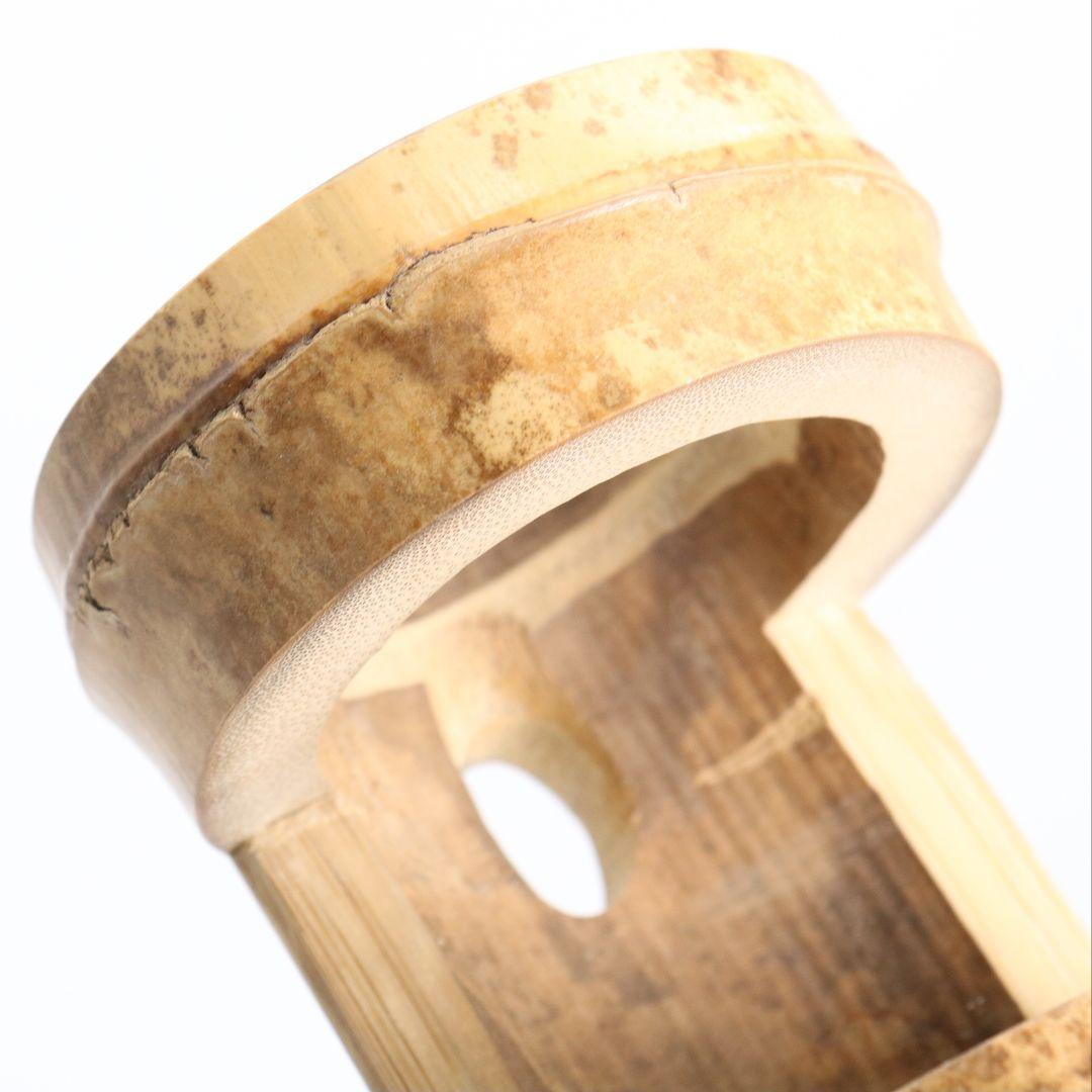 黒田正玄作 竹一重切花生 竹花入 裏千家十五代鵬雲斎書 茶道具　AZ751　DD