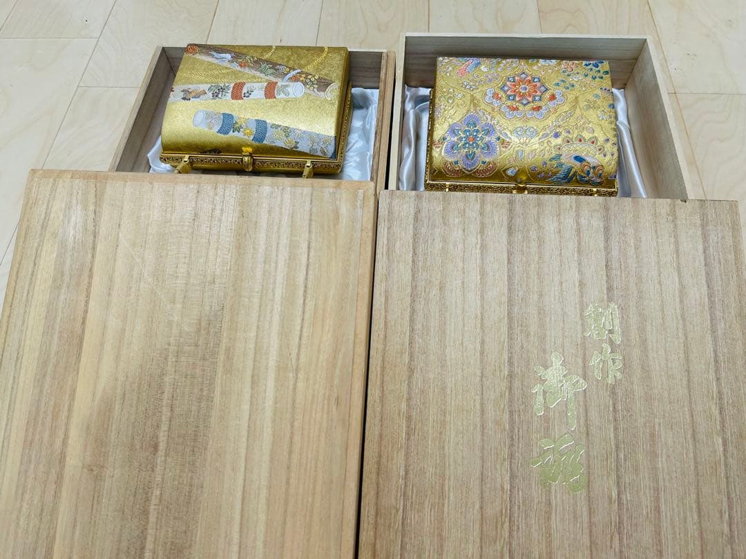 老舗和装 京都『伊と忠 長嶋成織物 瀞金錦 草履 ハンドバッグ』二箱セット 美品