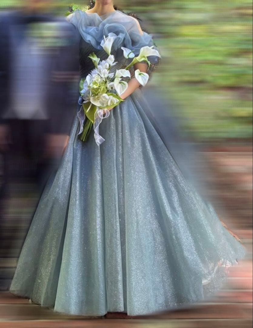 ライトブルー ストラップレスドレス