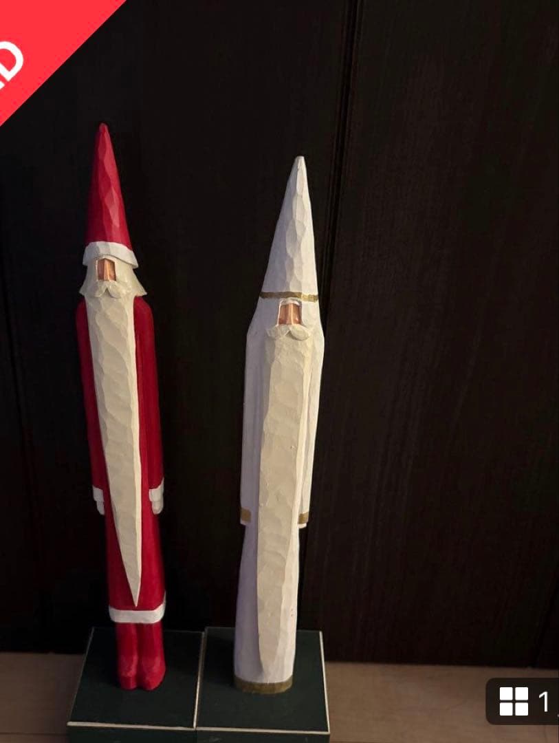 ⭐︎クリスマス⭐︎イソベサンタ　サンタ木彫りオブジェ　Lサイズ　白