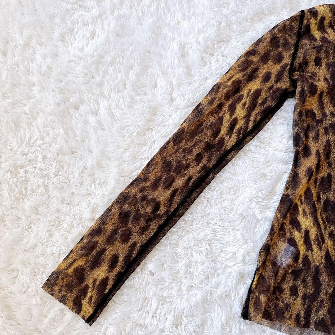 ジャンポールゴルチエ パワーネット ハイネックトップス ヒョウ柄 レオパード