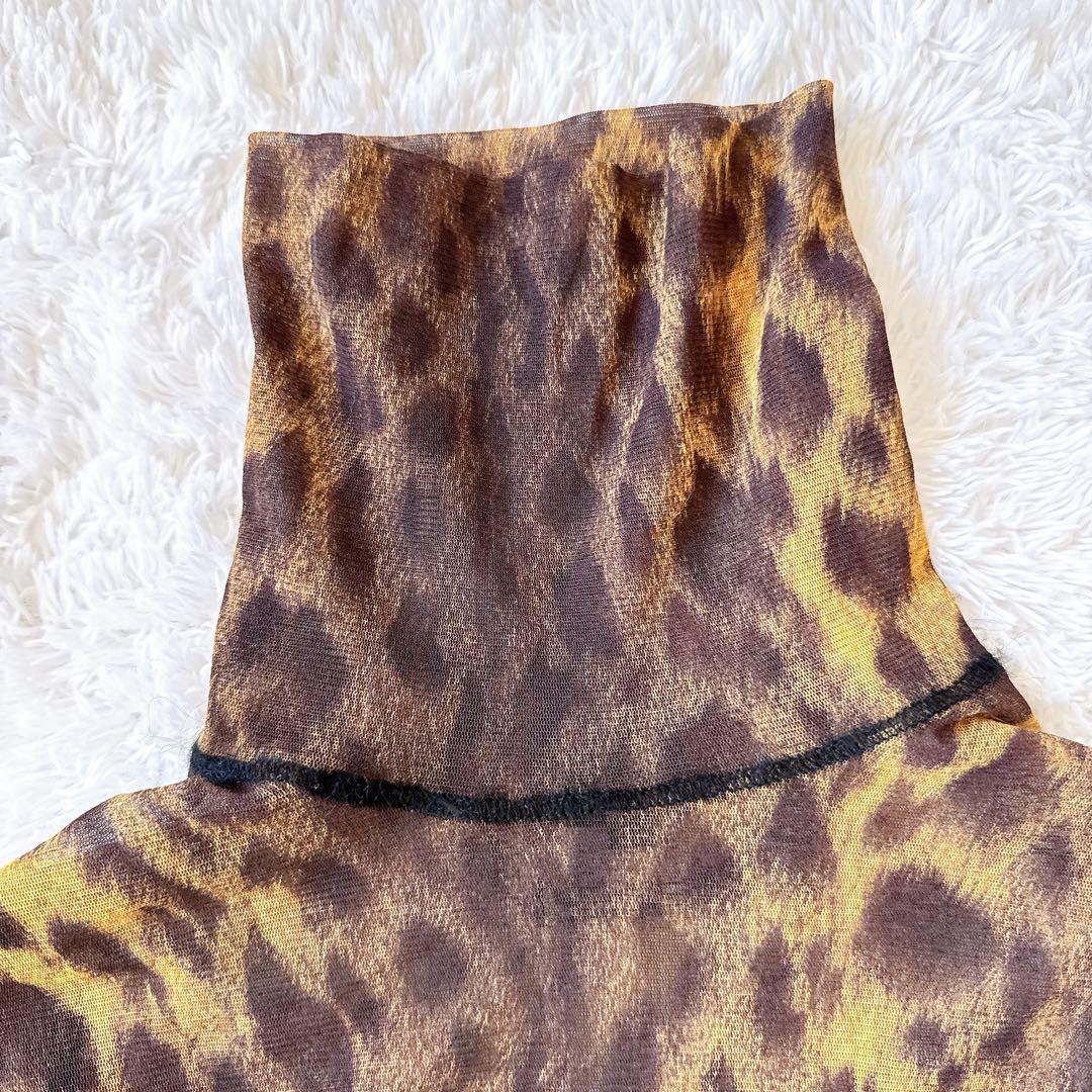 ジャンポールゴルチエ パワーネット ハイネックトップス ヒョウ柄 レオパード